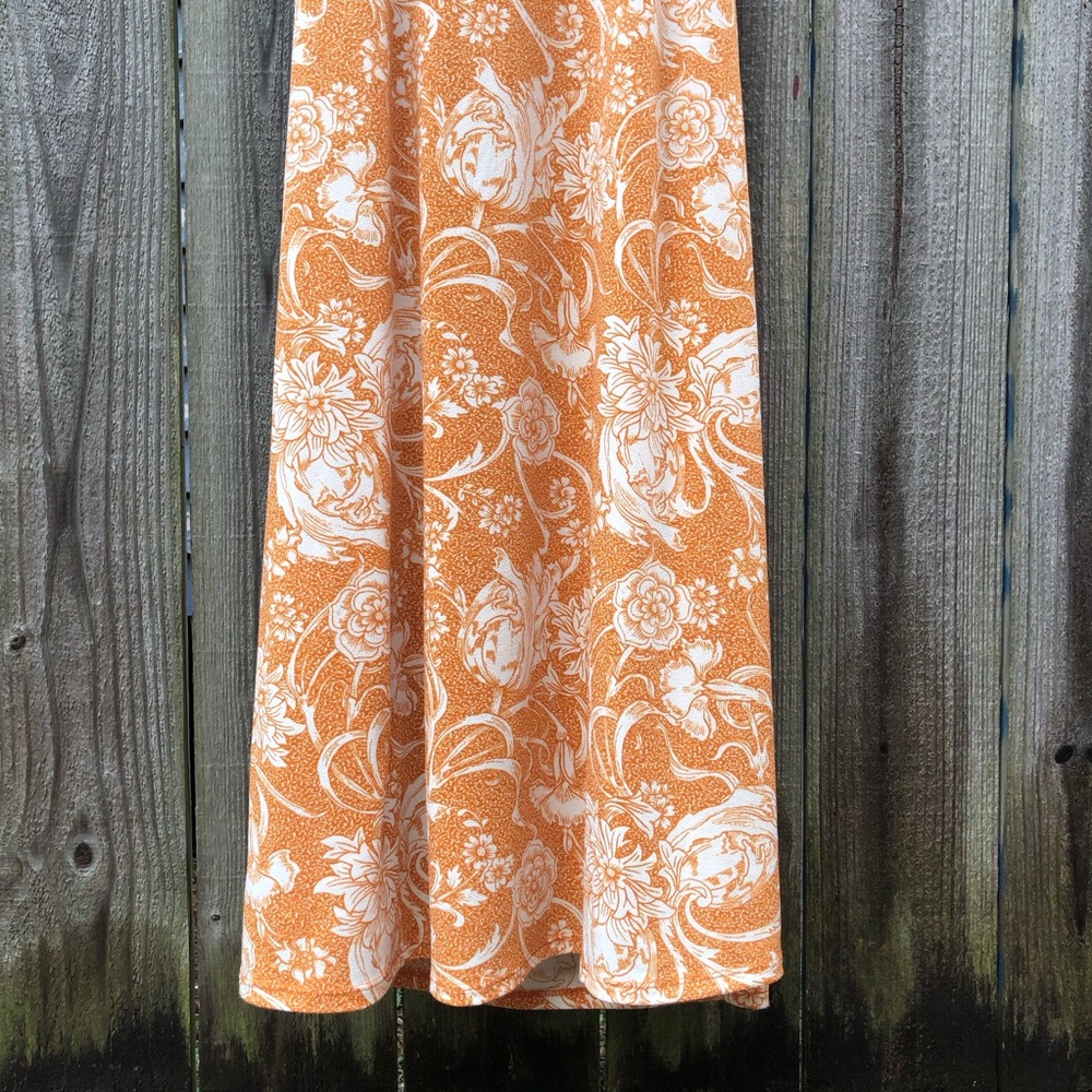 Joie Orange Floral Ruched Crossover Midi Dress Size L Sleeveless Stretch - Picture 10 of 11